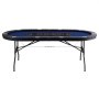 VEVOR Casino Poker Table with Folding Legs, 2140 x 1070 x 760 mm (L x W x H), Foldable Poker Table, Black & Blue, Poker Mat, Folding Table for 10 Players, Portable Poker Table with Dust Cover