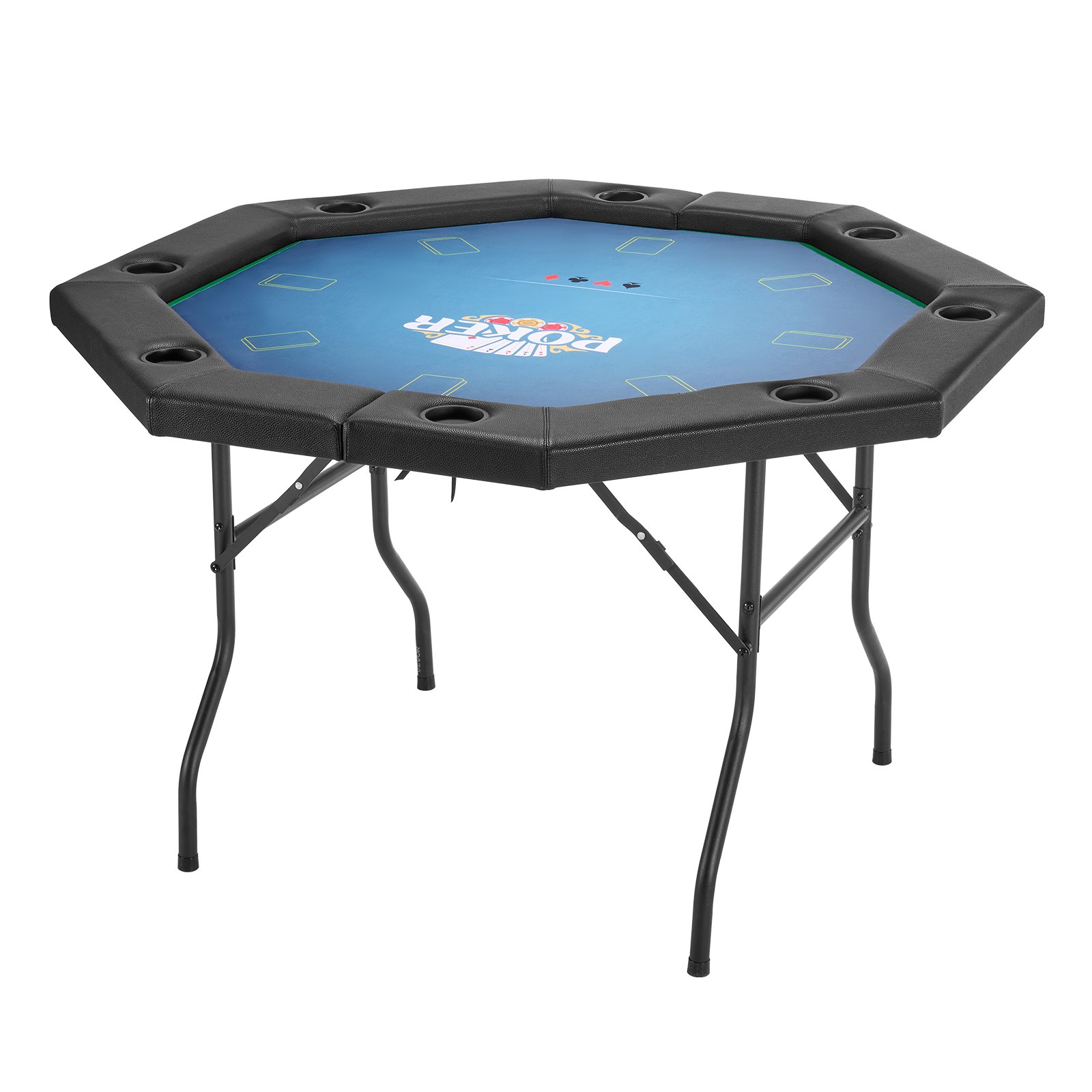 VEVOR Tavolo da Poker Pieghevole, Tavolo per Gioco di Società 8 Giocatori Forma Ottagonale 1220 mm con Sponde Imbottite Portabicchieri, Gambe in Feltro Metallo per Feste Gioco di Carte