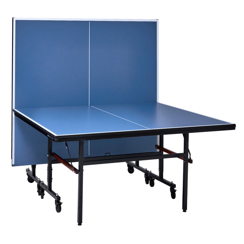 VEVOR Tavolo da Ping Pong Pieghevole in MDF per Interni, Tavolo da Ping Pong Portatile, con Rete a Morsetto Rapido e Ruote Bloccabili, Gioco da Ping Pong, Montaggio Facile, Piani del Tavolo da 18 mm