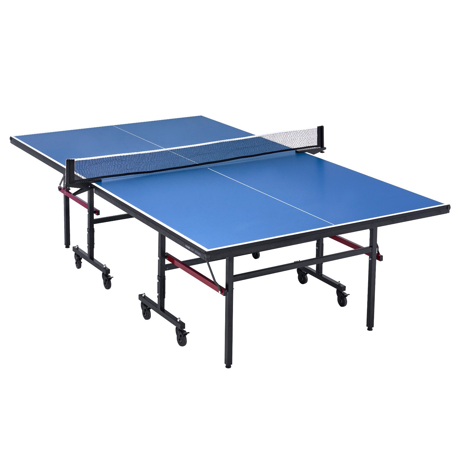 VEVOR Tavolo da Ping Pong Pieghevole in MDF per Interni, Tavolo da Ping Pong Portatile, con Rete a Morsetto Rapido e Ruote Bloccabili, Gioco da Ping Pong, Montaggio Facile, Piani del Tavolo da 18 mm