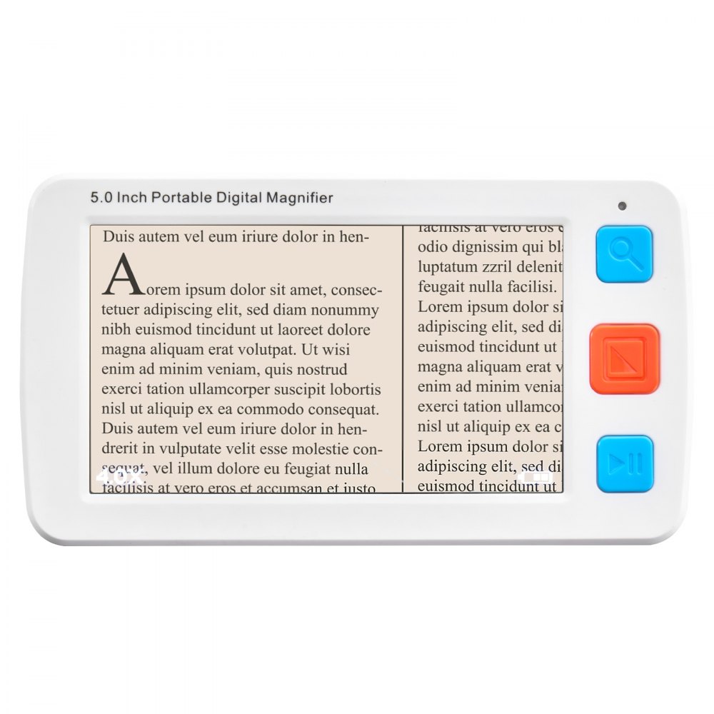 VEVOR Portable Digital Magnifier, 127mm HD Electronic Video Magnifier for Low Version, 4X - 32X Zoom Electronic Reading Aid with 17 Color Mode, AV Output, Foldable Handle & 5-Level Screen Brightness
