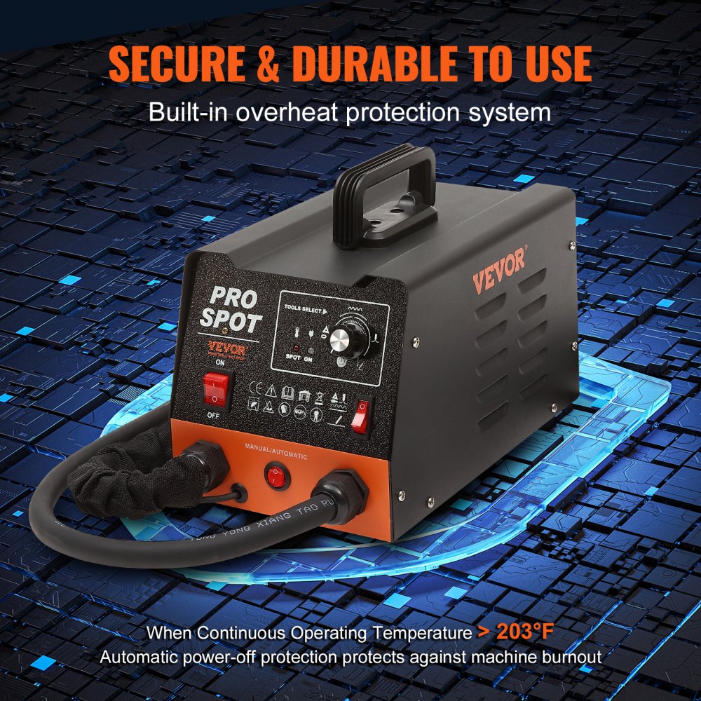 VEVOR Spot Welder Dent Repair Machine 3kW Stud Welder Dent Repair 6-in-1 Welder with Overheating Protection System Bodywork Spot Welder 1.2mm Welding Strength for Carbon Steel Stainless Steel Iron