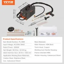 VEVOR Saldatore Plastica Saldatrice Punti Kit Estrattore per Carrozzeria 3KW Stazione Saldatrice per Rimozione Ammaccature a Punti 6 Modalità
