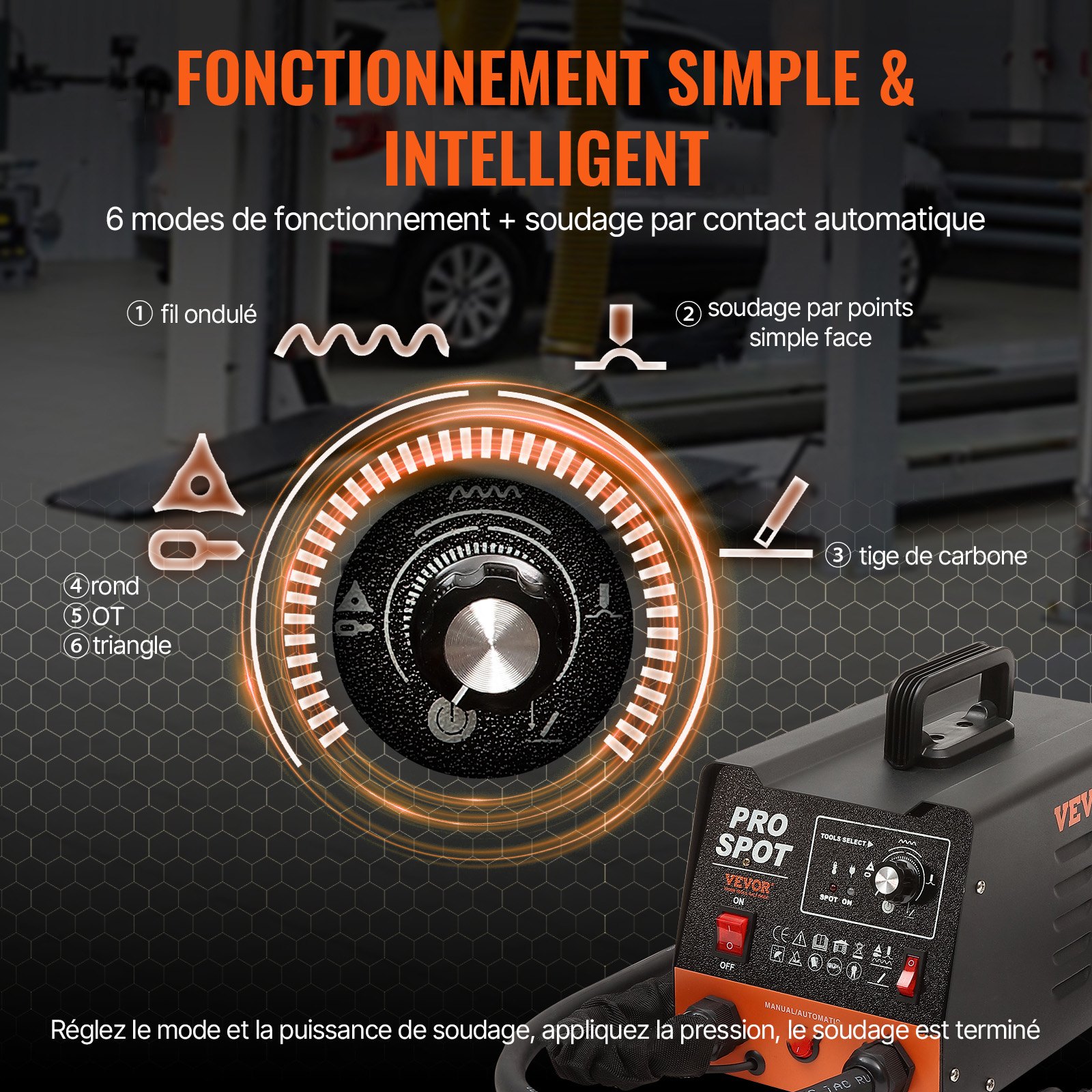 VEVOR Kit Estrattore per Carrozzeria 3KW, Stazione Saldatrice per Rimozione Ammaccature a Punti 6 Modalità di Saldatura, Kit di Strumento per Riparazione Ammaccature Carrozzeria per Auto Camion Moto