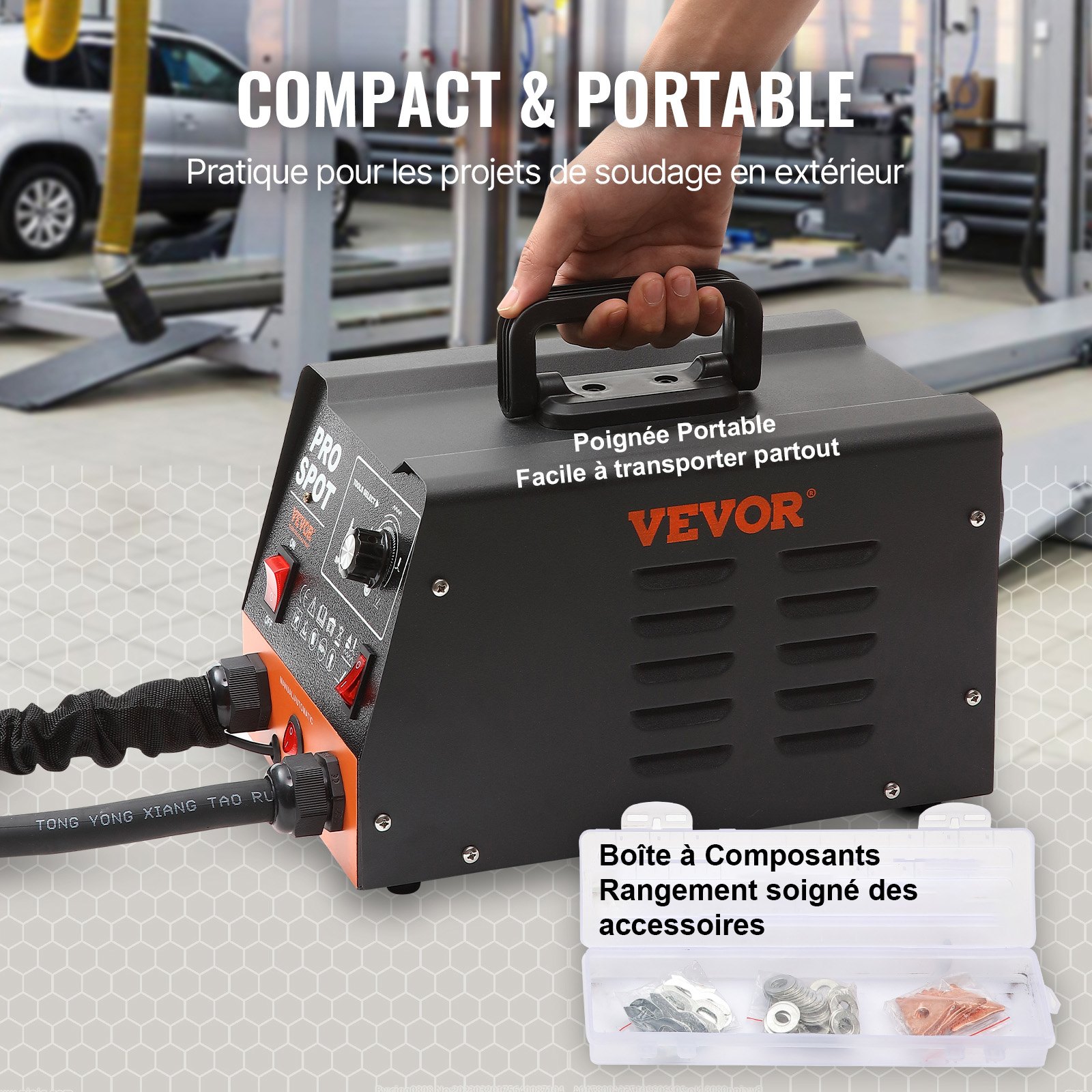 VEVOR Kit Estrattore per Carrozzeria 3KW, Stazione Saldatrice per Rimozione Ammaccature a Punti 6 Modalità di Saldatura, Kit di Strumento per Riparazione Ammaccature Carrozzeria per Auto Camion Moto