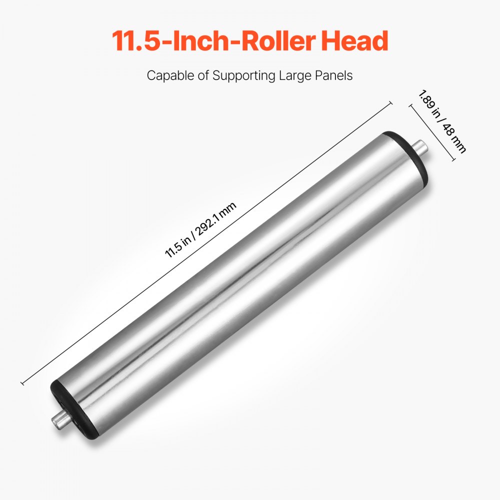 VEVOR Supporto a Rulli Pieghevole, Capacità 113 kg, Altezza Regolabile 685,8-1092,2 mm, con Guide Laterali e Testa a Rulli in Acciaio Lucidato 292,1 mm, per Estensione per Lavorazione del Legno