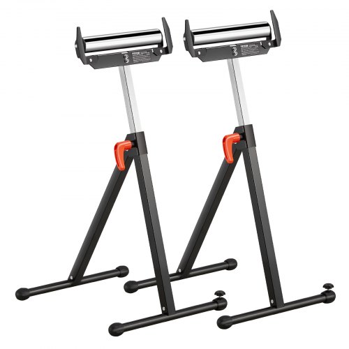 VEVOR Supporti a Rulli, 2 PZ, Supporto a Rulli Pieghevole, Carico di 113 kg Altezza Regolabile 685,8 a 1092,2 mm Pieghevoli per Impieghi Gravosi con Testa a Rulli in Acciaio Lucidato e Guide per Bordi