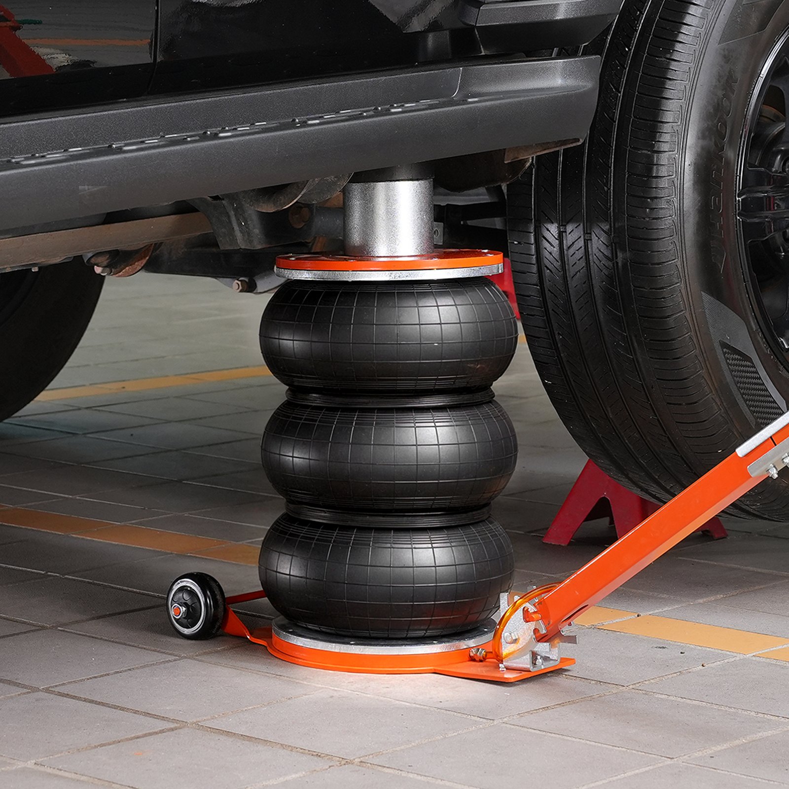 VEVOR Cric Pneumatico per Auto, 5 Ton 4-10 S con Colonna Rialzata e Maniglia Regolabile, Facile da Sollevare e Salvaspazio con Spessore Cuscinetto in Gomma, Cric Adatto a Berline, SUV, Pick-up