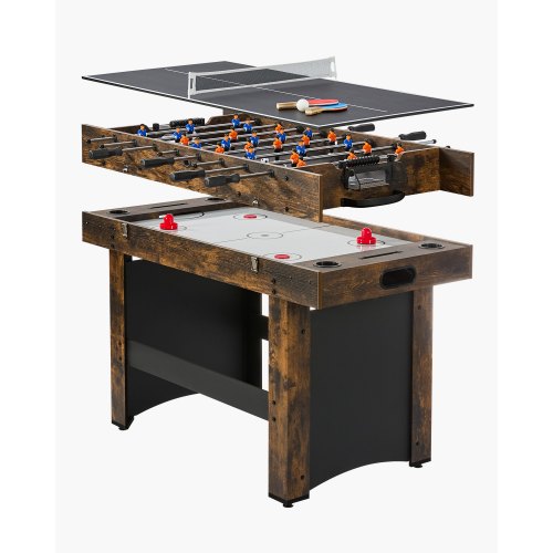VEVOR Set Tavolo da Gioco Combo, Multi Combinazione Tavolo con Aria Hockey, Ping Pong, Calcio Balilla, Intrattenimento Tavolo ad Aria per Sala Giochi Famiglia Ufficio con Accessori 137,1 cm