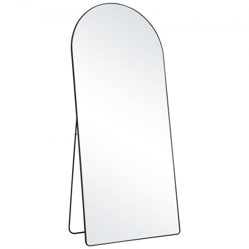 OGCAU Specchio A Figura Intera 180x76 Cm – Arco A Pavimento Con Cornice In Alluminio Nero/Oro, Antisfondamento
