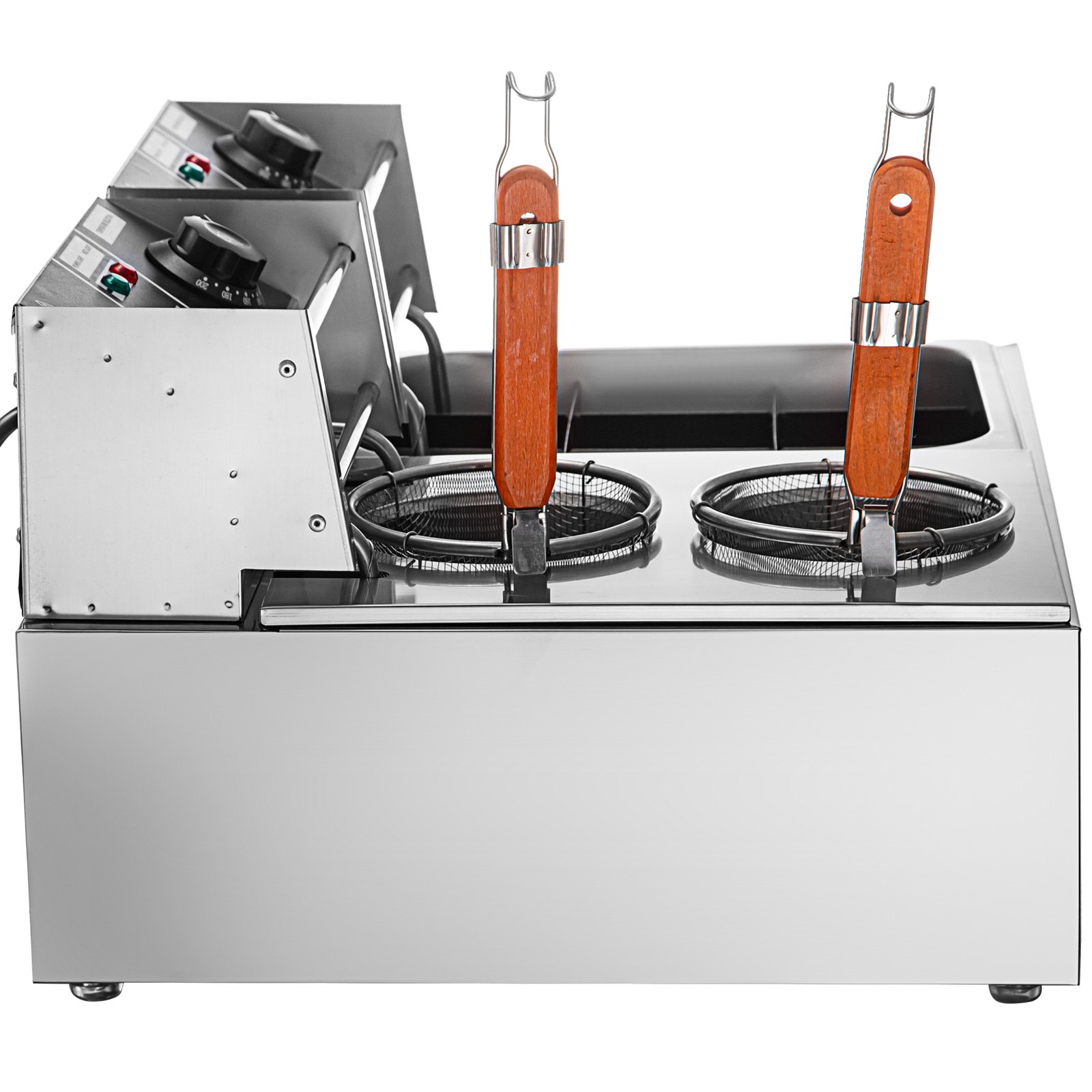 Vevor Friggitrice In Acciaio 60-200 ℃ 2 Vasca Da 10 Litri E Cestello Rimovibile