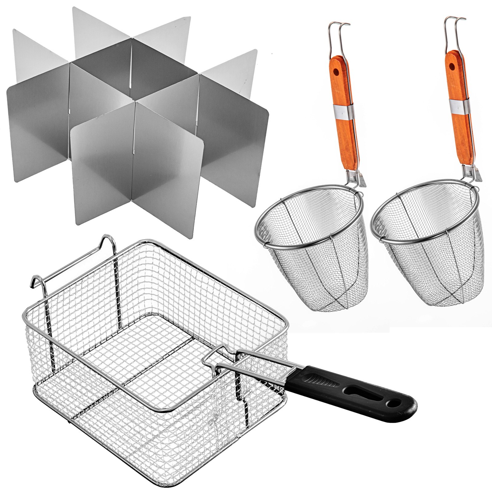 Vevor Friggitrice In Acciaio 60-200 ℃ 2 Vasca Da 10 Litri E Cestello Rimovibile