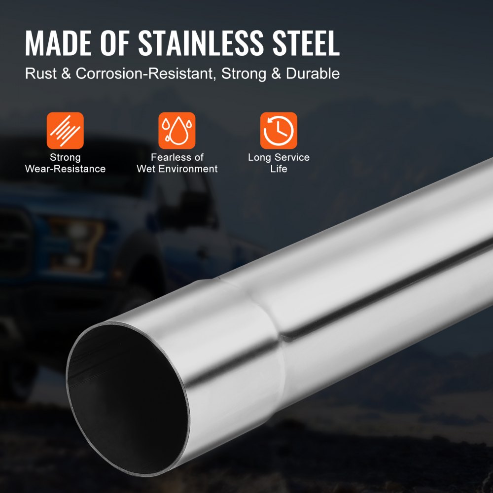 VEVOR Kit di Scarico, 8 Pezzi 63,5 mm, Kit di Scarico Universale in Acciaio Inox con Giunto a Innesto e Tubo di Scarico Grande, Tubo di Scarico Antiruggine, per Garage Riparazione Auto Negozio 4S