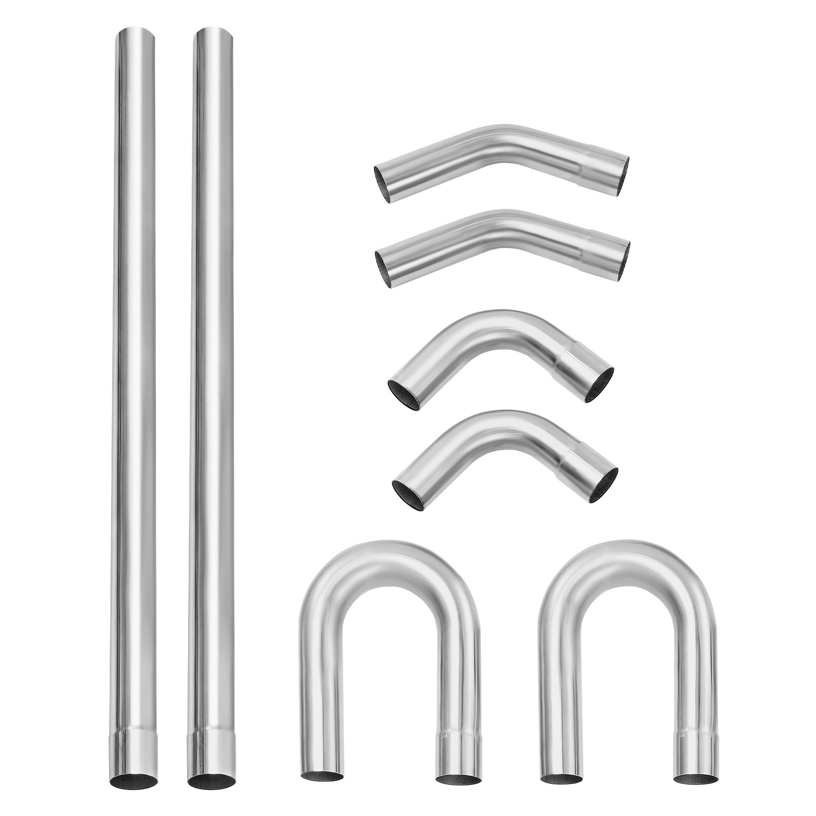 VEVOR Set di Scarico Auto 8 Pezzi Scarico Universale Fai-da-Te Acciaio Zincato 76,2 mm con Collegamento a Spina Tubo di Scarico, Tubo di Scarico Antiruggine per Impianto di Scarico, Officina Garage