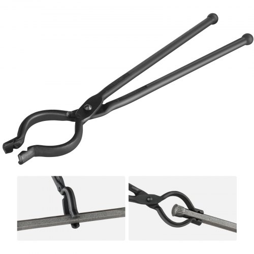 VEVOR Pinza da Fabbro Lunghezza Totale da 46 cm Pinza per Forgiatura a Forma di V, Pinza Tenaglia da Fabbro in Acciaio al Carbonio, Attrezzatura da Fabbro Pinza Forgiata 1 Pezzo Lunghezza 46cm Nero