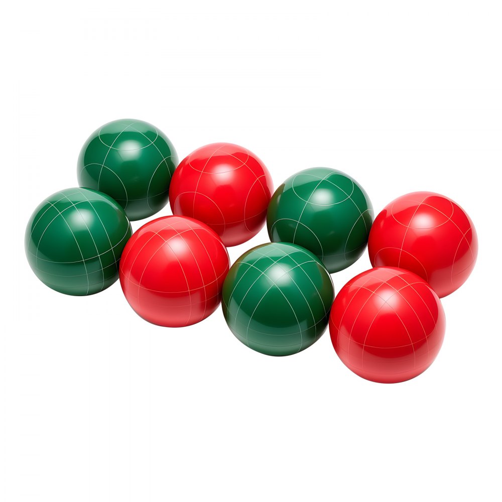 VEVOR Set di Bocce, 107 mm, con 8 Bocce in Resina, Pallino, Borsa per il Trasporto e Corda di Misurazione, 2 Colori Rosso e Verde, per 2-8 Giocatori, Set da Gioco per Bocce per Spiaggia, Prato