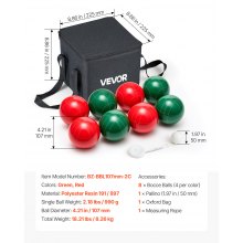 VEVOR Set di Bocce, 107 mm, con 8 Bocce in Resina, Pallino, Borsa per il Trasporto e Corda di Misurazione, 2 Colori Rosso e Verde, per 2-8 Giocatori, Set da Gioco per Bocce per Spiaggia, Prato