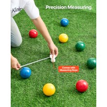 VEVOR Set di Bocce, 90 mm, con 8 Bocce in Resina, Pallino, Borsa per il Trasporto e Corda di Misurazione, 4 Colori Rosso Verde Blu Giallo, per 2-8 Giocatori, Set da Gioco per Spiaggia, Prato