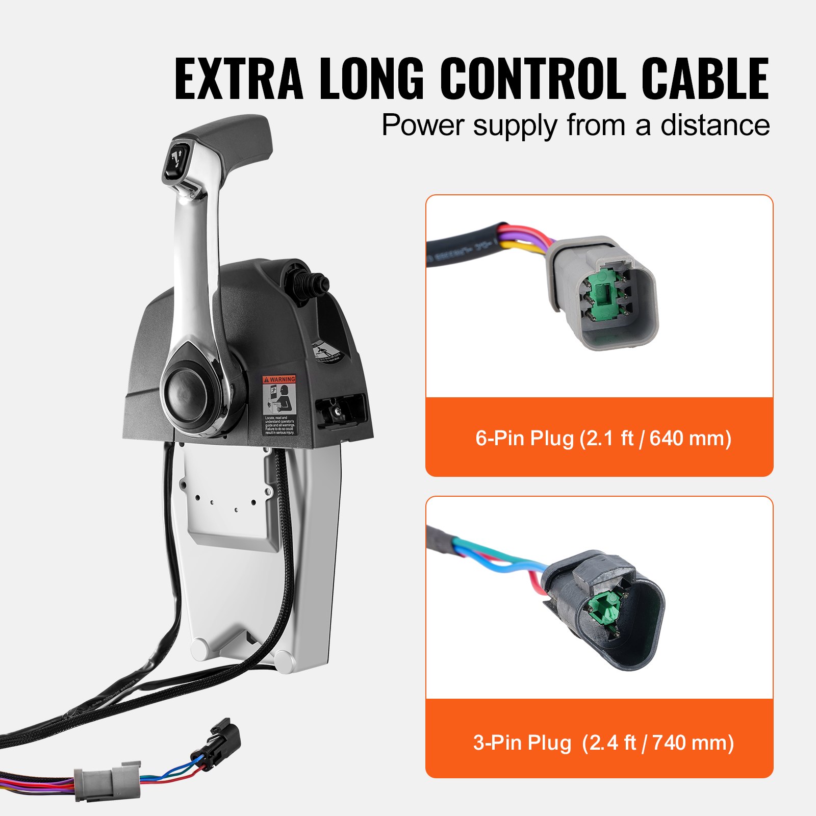 VEVOR Comando acceleratore per Barca, 5006186 Scatola di Controllo Scatola di Controllo dell'acceleratore Marino con Interruttore Power Trim e Cordino