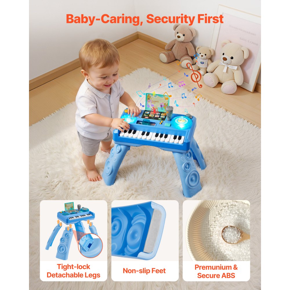 VEVOR Tavolino Evolutivo Multiattività, per l'Apprendimento con Modalità Pianoforte, Giradischi per DJ con 133 Sorgenti Sonore e Registrazione per Bambini dai 6 ai 36 Mesi, Regalo di Compleanno