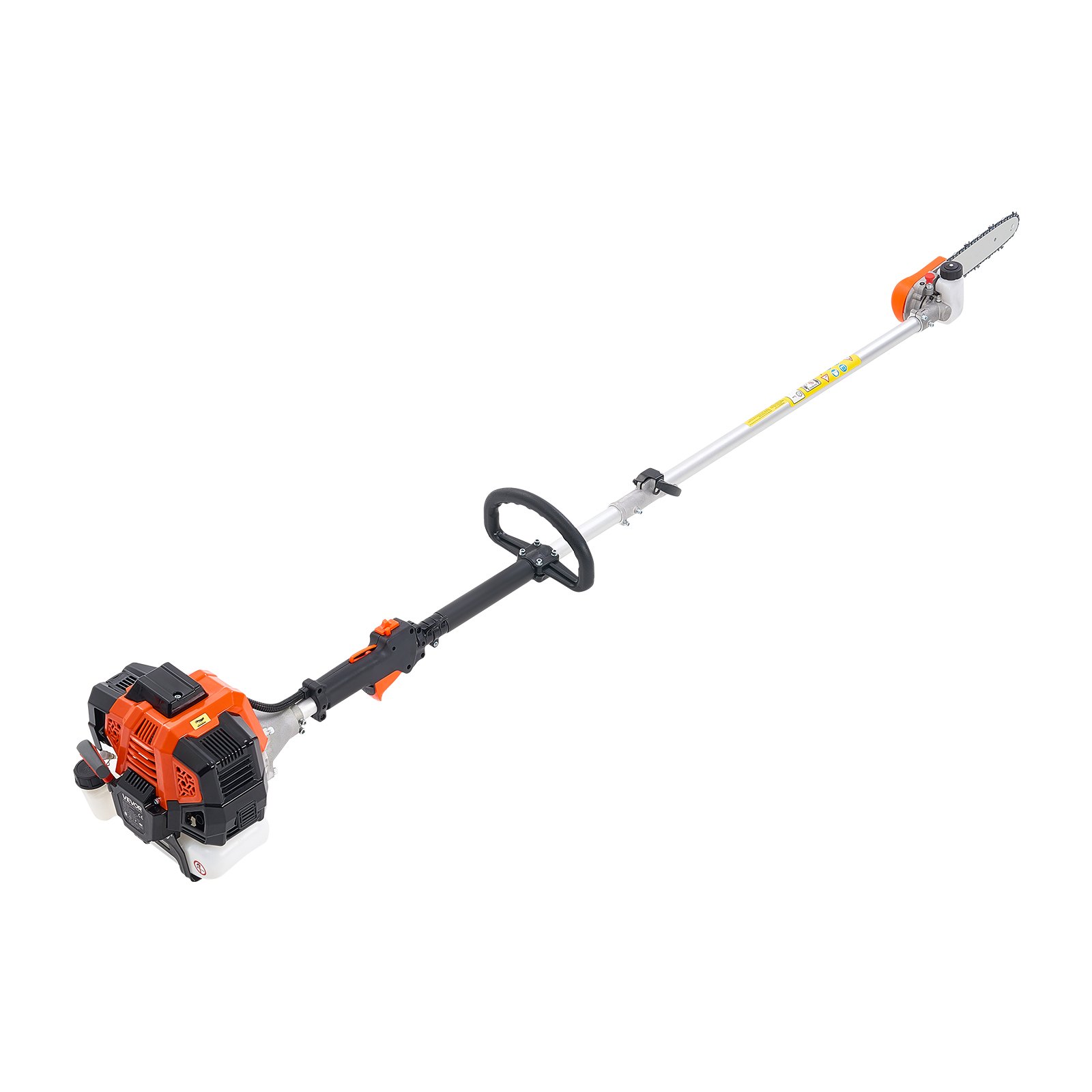 VEVOR Troncatrice a Gas per Alberi a 2 Tempi da 43 cc Troncatrice a Catena per Taglio con Barra di Taglio da 25,4 cm Tagliasiepi a Batteria con Testa Girevole, Estensibile da 2,11 m a 3,61 m