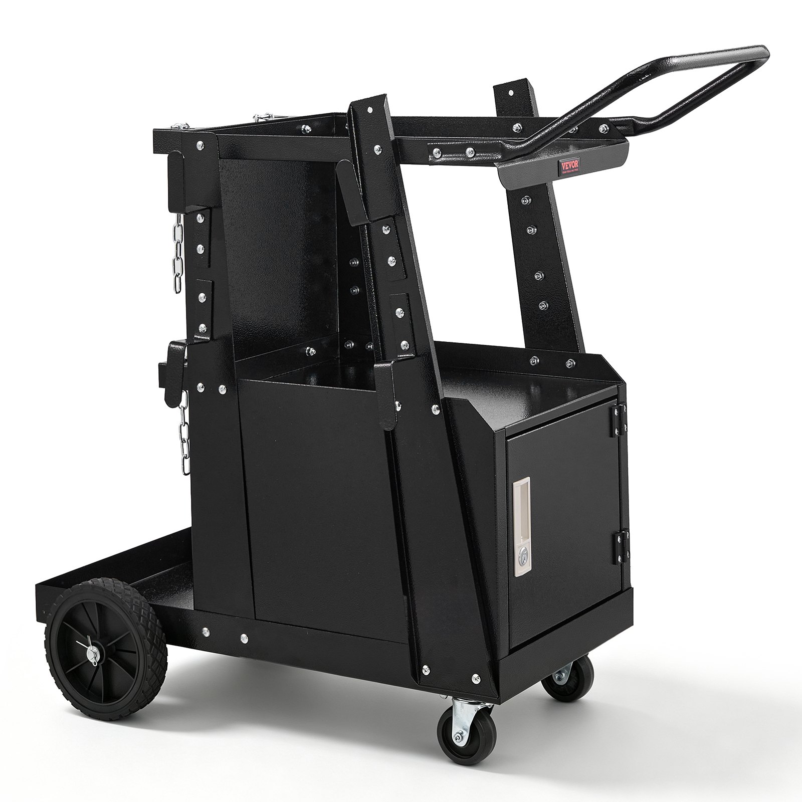VEVOR Carrello per Saldatura 2 Ripiani con Armadio Serratura Antifurto Mensola per Trasporto Saldatrice con Ruote Carico Massimo 80-120 kg Carrello Ideale per Attrezzatura di Saldatura MIG TIG ARC MMA