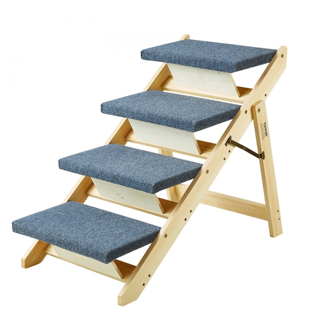 VEVOR Scale per Animali Domestici in Legno 4 Gradini, Scale per Cani in Legno Pieghevoli 2 in 1, per Letti, Divano, Scale per Cani e Rampa per Animali di Piccola Media Grande Taglia, Fino a 68 kg