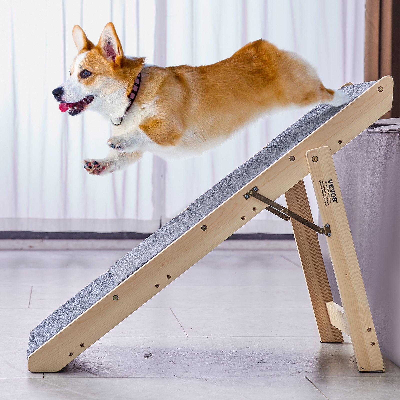 VEVOR Scale per Animali Domestici in Legno 4 Gradini, Scale per Cani in Legno Pieghevoli 2 in 1, per Letti, Divano, Scale per Cani e Rampa per Animali di Piccola Media Grande Taglia, Fino a 68 kg