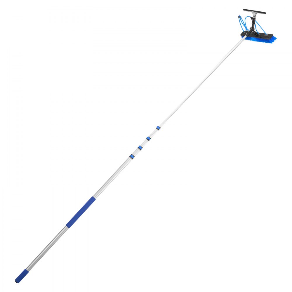 VEVOR Kit di Pulizia per Pannelli Fotovoltaici, 7,9 m, Spazzola 2 in 1 con Asta Telescopica per Lavaggio di Pannelli Solari, con Tergivetro, Dispenser di Sapone, Asta in Alluminio, Testa Ruotabile