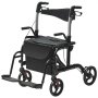 VEVOR Deambulatore 2 in 1 Sedia per Anziani, Deambulatore Pieghevole Combinato Sedia a Rotelle e Poggiapiedi, Deambulatore per Disabili in Alluminio con Maniglia Regolabile, Carico 136 kg