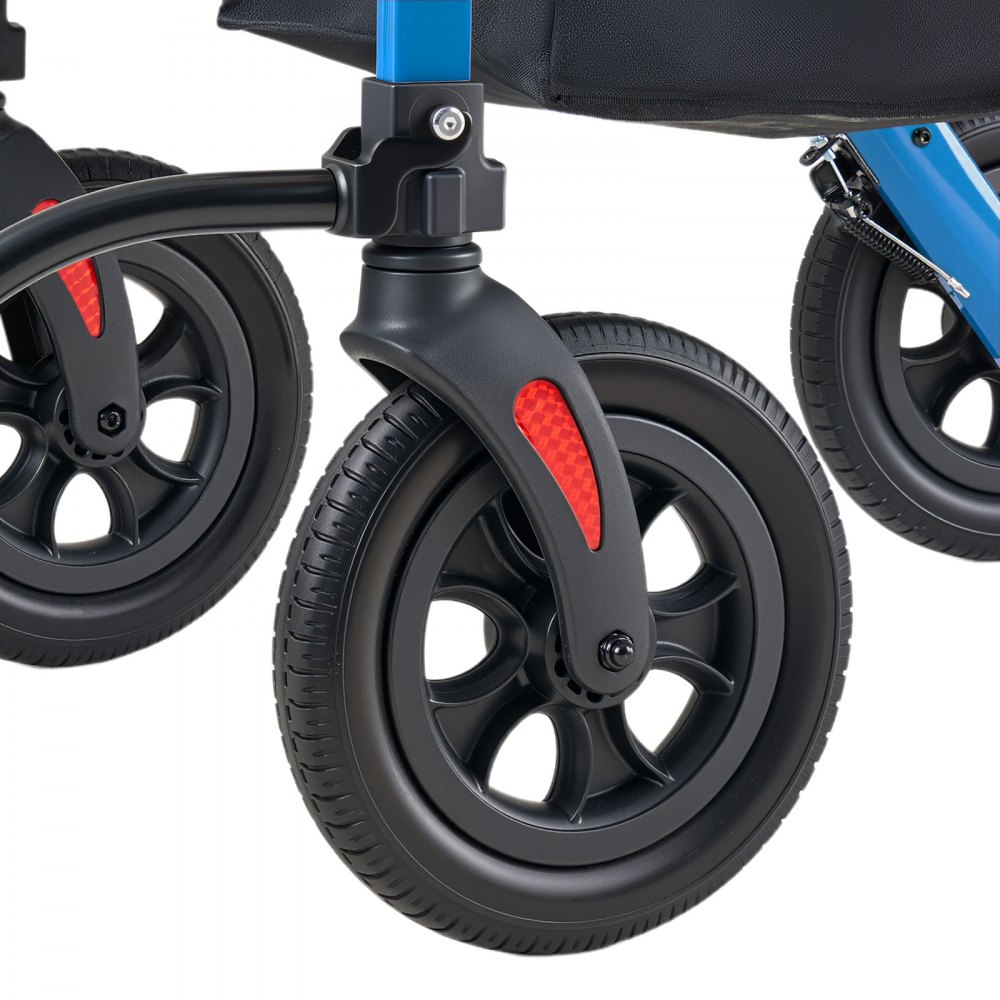 VEVOR Deambulatore e Sedia a Rotelle 2 in 1 per Anziani, Supporto Massimo 136 kg, Ausilio Pieghevole per la Mobilità in Alluminio con Ruote in PU, per Sostegno Camminata Disabili e Persone Anziane