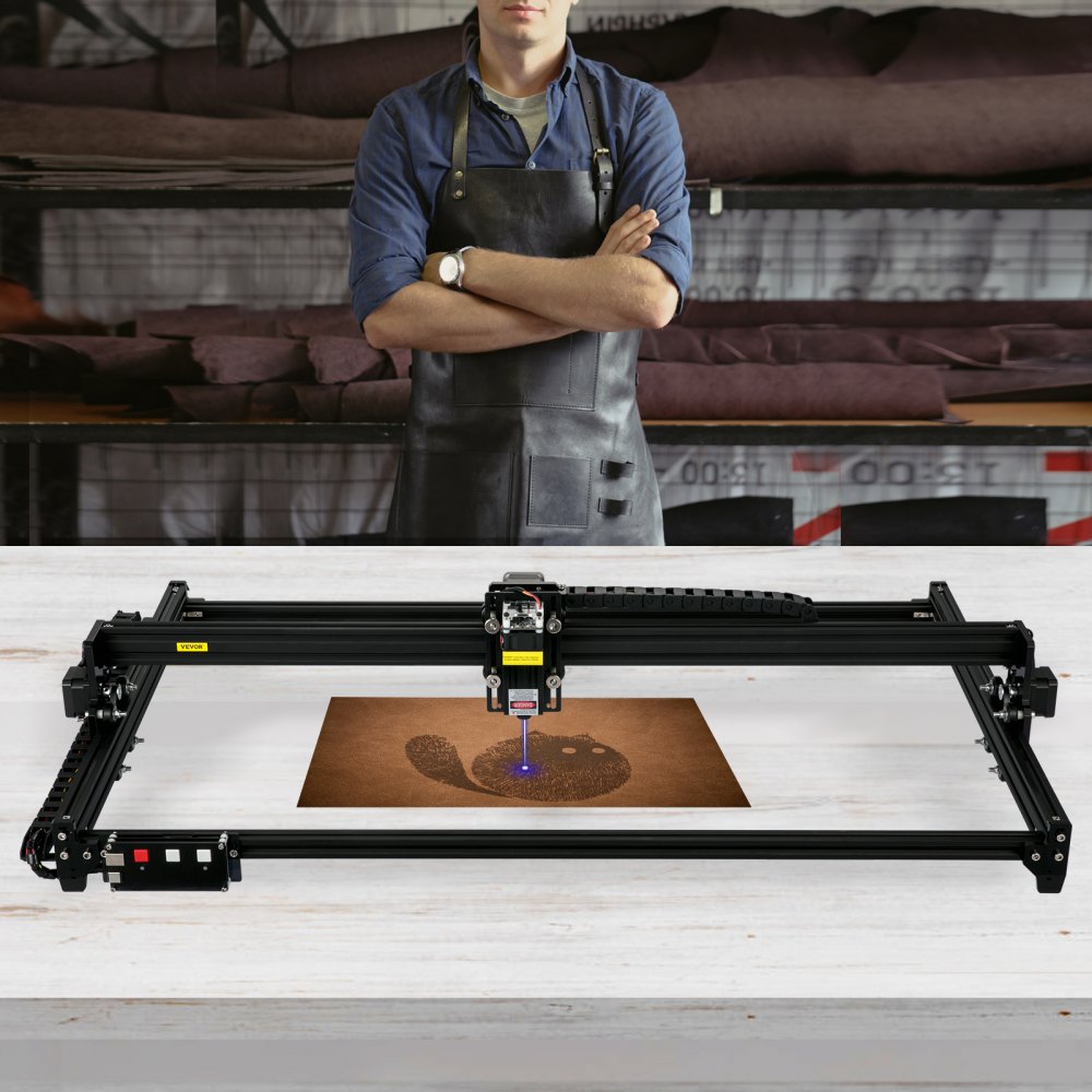 VEVOR Macchina per Incisione Laser da Banco, 460 x 810 mm Potenza 6 W 6000 mm/min, Incisione in Lega di Alluminio per Carta, Legno, Pelle, Stoffa, Plastica, Acrilico, Superficie Metallica Verniciata