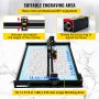 VEVOR Macchina per Incisione Laser da Banco, 460 x 810 mm Potenza 6 W 6000 mm/min, Incisione in Lega di Alluminio per Carta, Legno, Pelle, Stoffa, Plastica, Acrilico, Superficie Metallica Verniciata