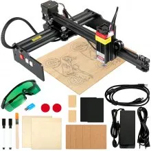 VEVOR Macchina per Incisione Laser, 190 x 170 mm Potenza 4,5 W 6000 mm/min Incisione Laser in Lega di Alluminio per Carta, Legno, Pelle, Stoffa, Plastica, Acrilico, Superficie Metallica Verniciata