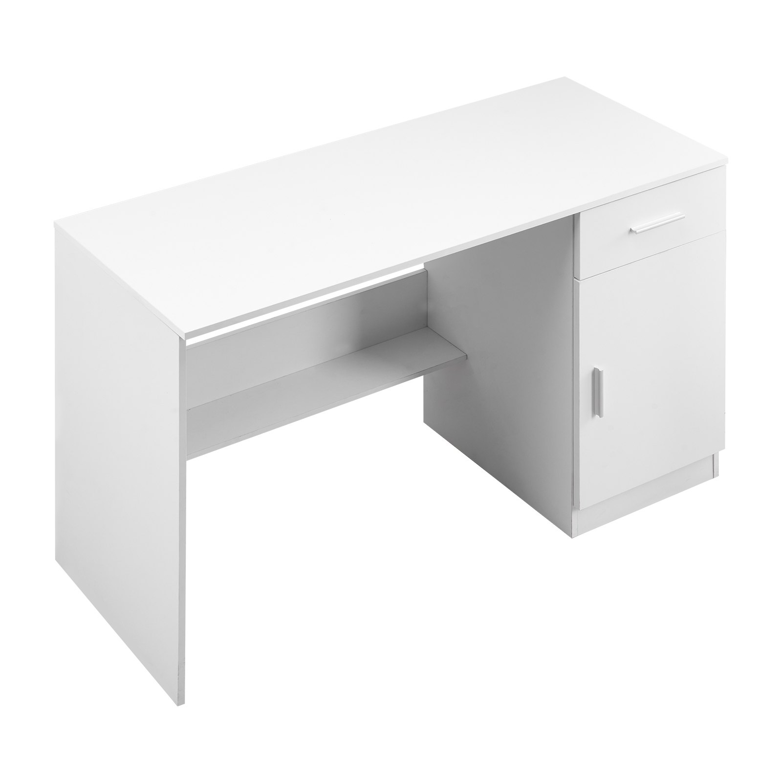 VEVOR Scrivania Piccola con Cassetto, Scrivania per Camera da Letto, Semplice Tavolo da Studio in Legno per Disegnare, Leggere, Tavolo da Lavoro Rettangolare con Ripiano Regolabile per Ufficio, Bianco