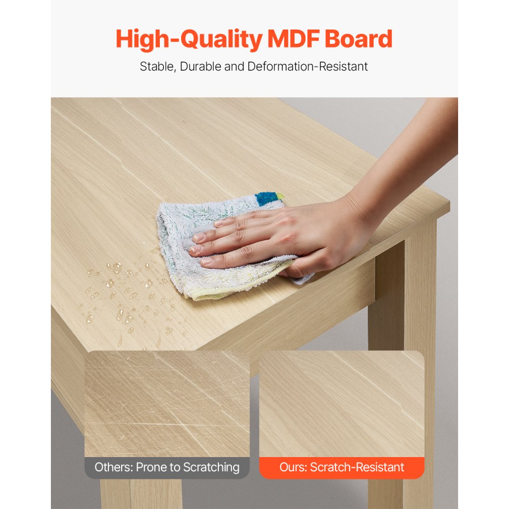 VEVOR small desk with drawer, desk for bedroom, simple wooden work table for drawing, reading, rectangular MDF work table with shelf for office study