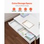 VEVOR Scrivania Piccola con 2 Cassetti, Semplice Tavolo da Studio in Legno per Disegnare, Leggere, Tavolo da Lavoro Rettangolare con Spazio di Archiviazione per Ufficio Domestico, Bianco e Legno