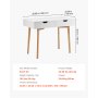 VEVOR Scrivania Piccola con 2 Cassetti, Semplice Tavolo da Studio in Legno per Disegnare, Leggere, Tavolo da Lavoro Rettangolare con Spazio di Archiviazione per Ufficio Domestico, Bianco e Legno