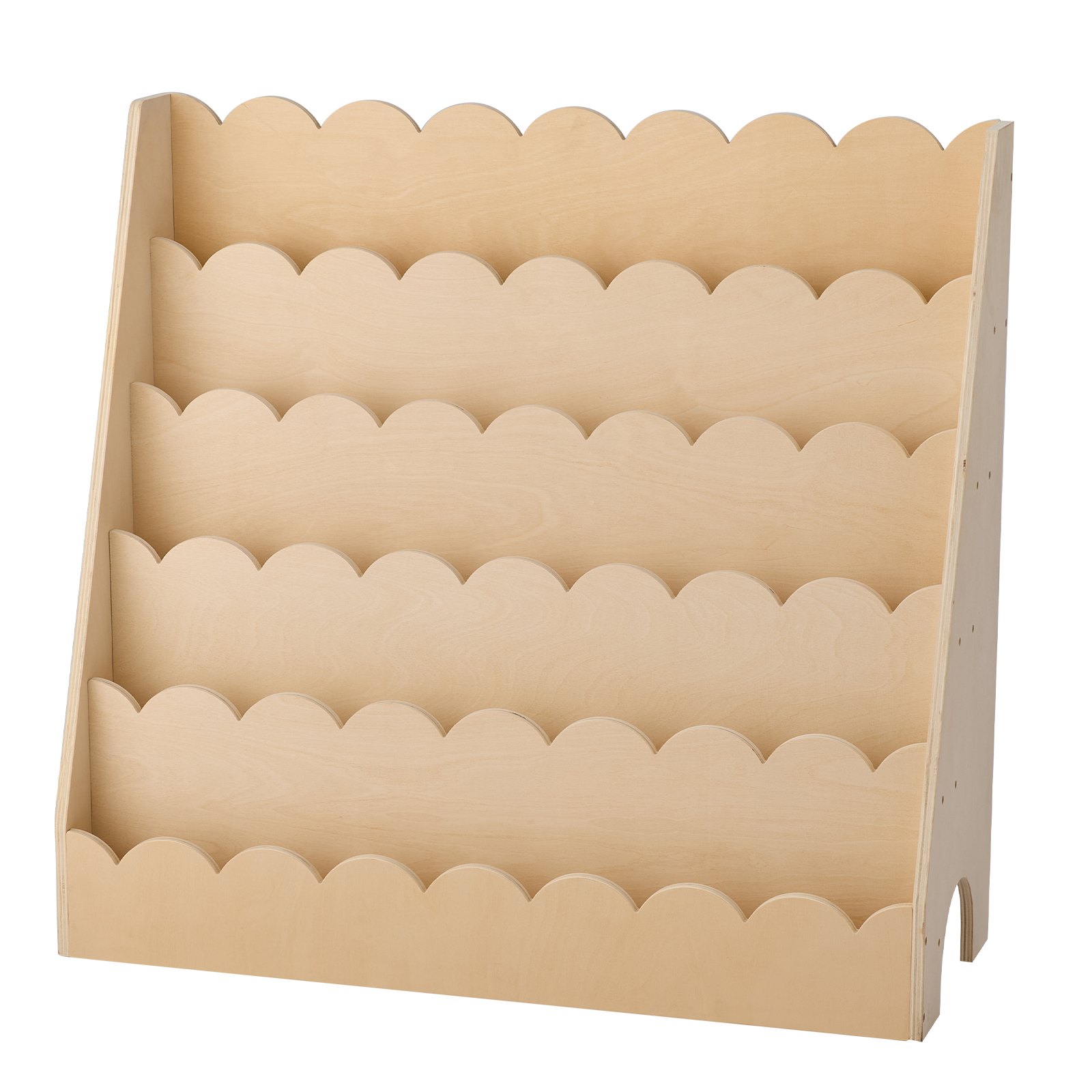 VEVOR Montessori Bookshelf, 5-Tier Scalloped Kids Bookshelf, Front Facing Toddler Bookcase, Dual Hooks for Hanging Backpacks, Baby Bookshelf for Kids Room, Living Room, Entryway, Nursury, Preschool