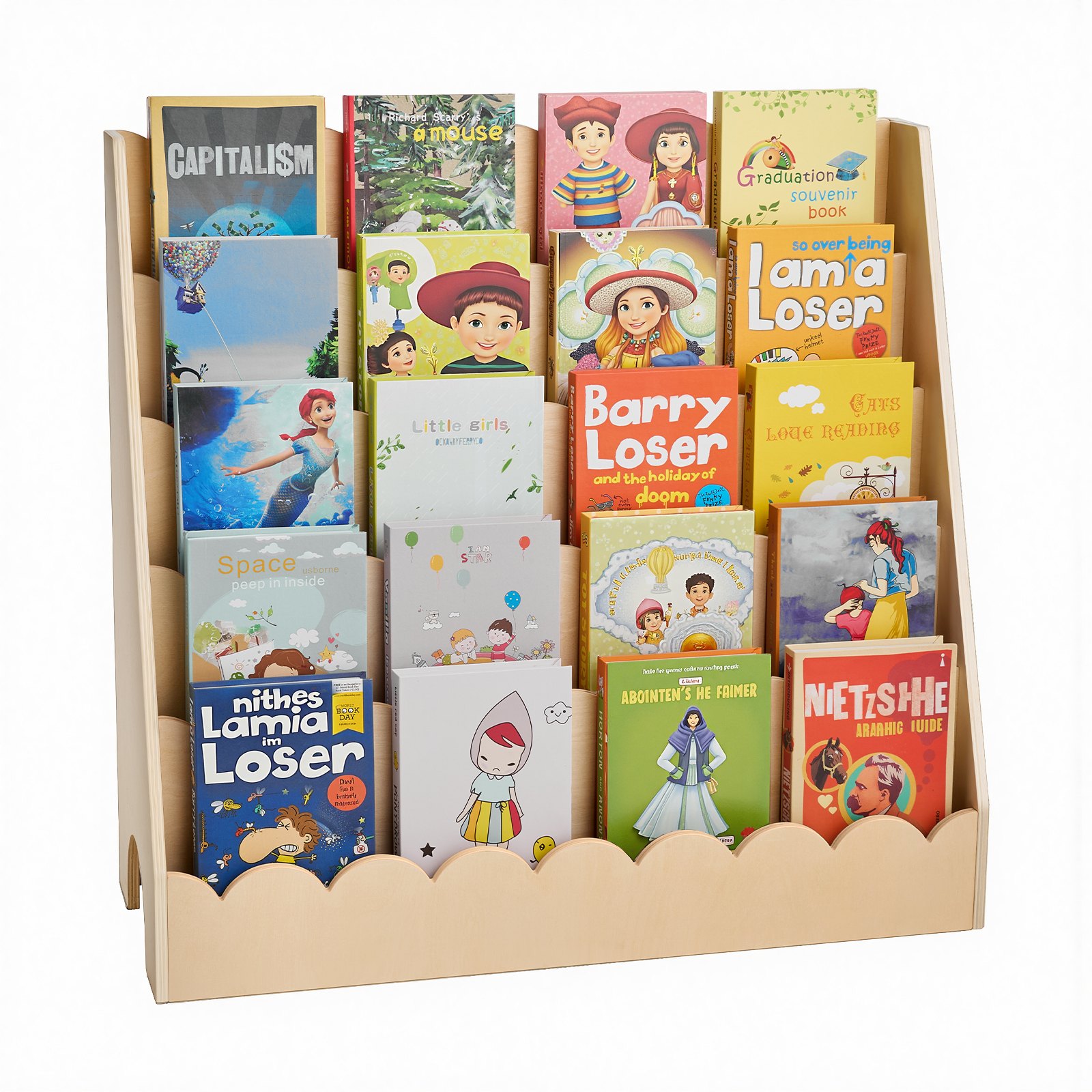 VEVOR Libreria per Bambini Frontale, Libreria per Bambini Porta Libri a 5 Ripiani con 2 Ganci 800 x 300 x 750 mm, per Cameretta dei Bambini, Soggiorno, Cameretta di Gioco