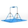 VEVOR Barra da Ginnastica Artistica per Bambini, Barra da Ginnastica Pieghevole Carico 63,5 kg con Tappetino Altezza Regolabile, Allenamento Esercizio Esterno Interno, 1500 x 1080 x 1350 mm, Blu