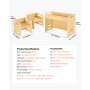 VEVOR Set Tavolo e Sedia per lo Svezzamento, Set Tavola in Legno per Bambini 665 x 360 x 520 mm, Sgabello Regolabile Altezza a 3 Livelli, Sedia per Leggere, Mangiare, Legno Naturale