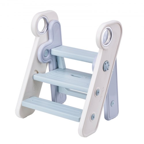 VEVOR Sgabello per Bambini Regolabile 3-2 Gradini Scaletta d'Apprendimento Pieghevole in Plastica Carico max. 68 kg con Maniglie, Scaletta Torre Alzabimbo 490x420x600mm da Cameretta Cucina Bagno Blu