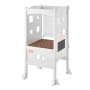 VEVOR Sgabello Bambini Carico max. 56,75 kg Scaletta d'Apprendimento in Legno, Rete di Sicurezza a 3 Altezze, Scaletta Torre Alzabimbo 510x540x942 mm da Cameretta Cucina Bagno Soggiorno Bimbi Bianco