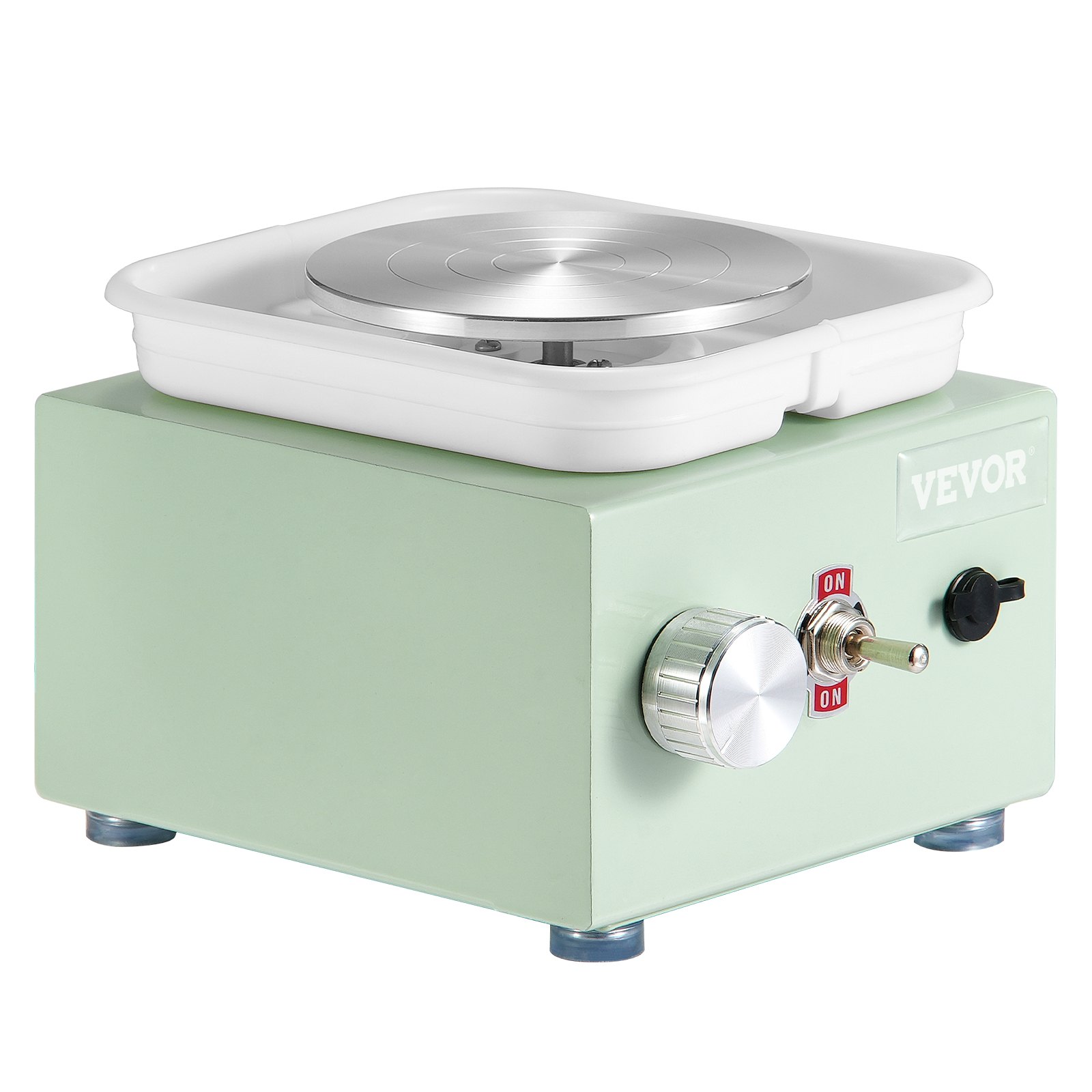 VEVOR Mini Ruota per Ceramica 0-320 Giri/min Macchina per Stampaggio di Bacino Staccabile, Velocità Regolabile, 2 Piatti Girevoli Ruota per Ceramica Elettrica, Mini Tornio di Ceramica 18 Pezzi Verde