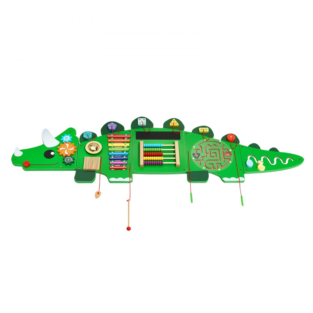 VEVOR Dinosaur Activity Wall, Motor Skills Board, 11 Games, Montessori Sensory Play Board for Children 3-12 Years Old, Learning Activity Center, Ideal for Children's Playrooms, Kindergartens, Classrooms