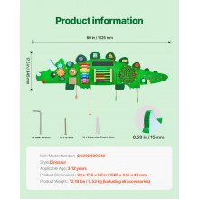 VEVOR Pannelli da Parete con Attività Dinosauri Sensoriale Giochi Bambini 1525mm