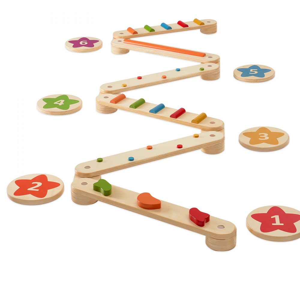 VEVOR Balance Beam Stepping Stones, 6-Piece Wooden Balance Boards for Toddlers, Montessori Toy for Children 2-6 Years Old, Promotes Coordination and Gross Motor Skills, Gymnastics Obstacle Course for Indoor and Outdoor Use, for Girls and Boys