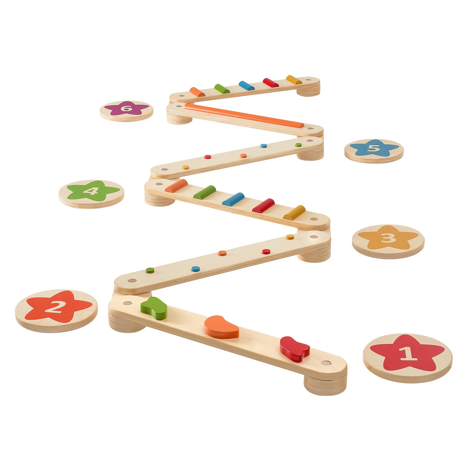 VEVOR Balance Beam Stepping Stones, 6-Piece Wooden Balance Boards for Toddlers, Montessori Toy for Children 2-6 Years Old, Promotes Coordination and Gross Motor Skills, Gymnastics Obstacle Course for Indoor and Outdoor Use, for Girls and Boys