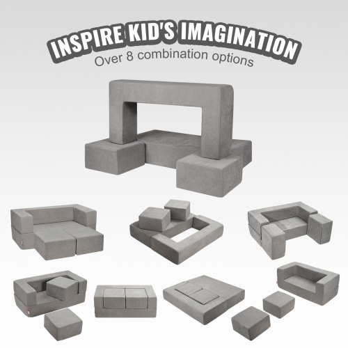 BIERUM Divano Modulare Per Bambini 6 Pezzi - Gioco E Relax Con Coperta Inclusa - Schiuma Alta Densità - Fodera Lavabile